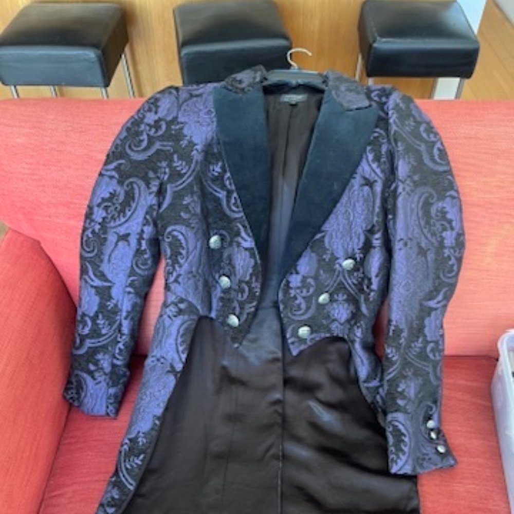 Shrine VICTORIAN TAILCOAT – PURPLE/BLACK TAPESTRY